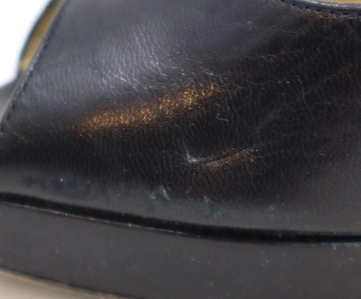 Jimmy Choo Black Leather Peep Toe Heels sz 6