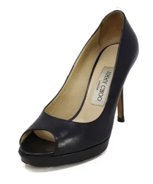 Jimmy Choo Black Leather Peep Toe Heels sz 6