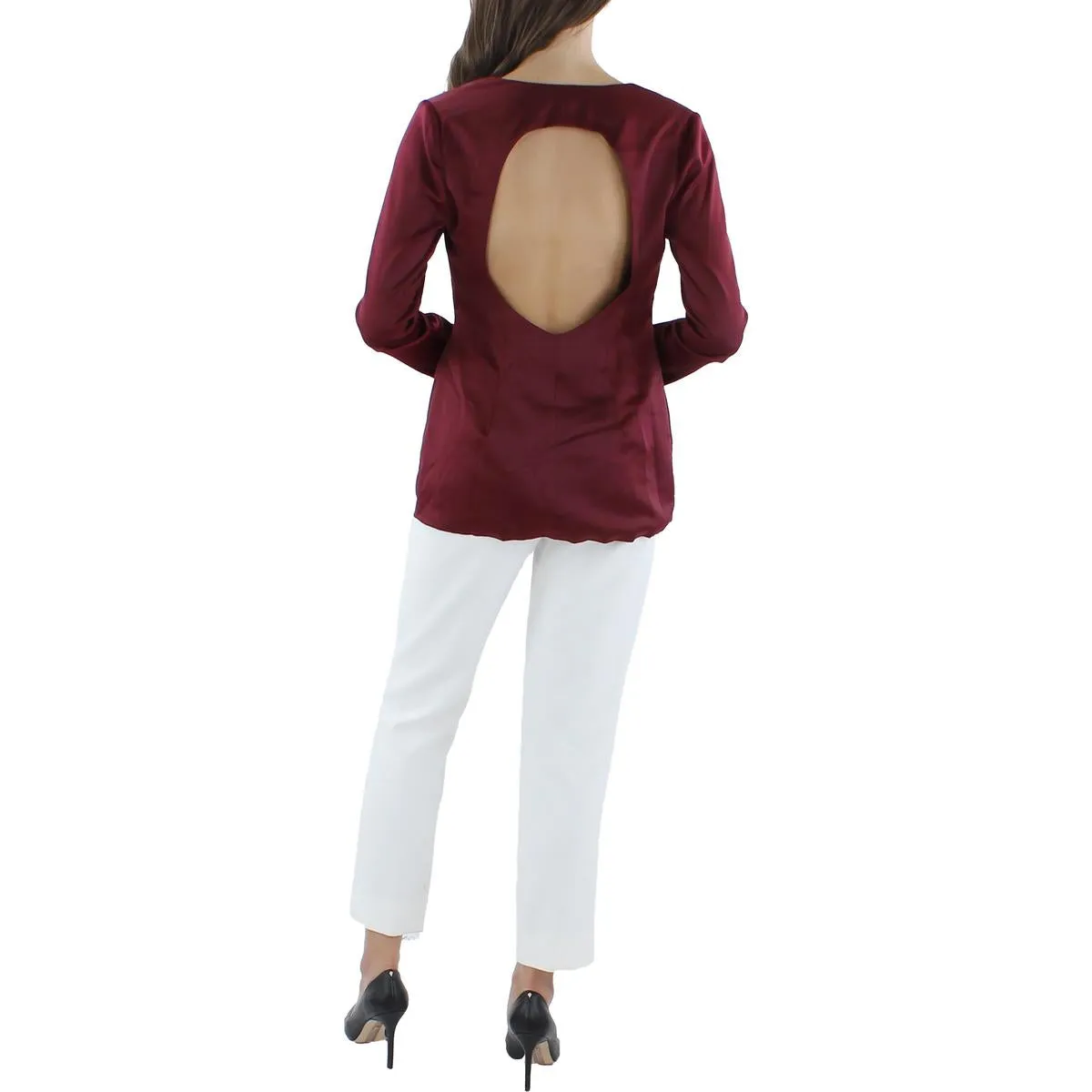 Juniors Womens Satin Open Back One-Button Blazer