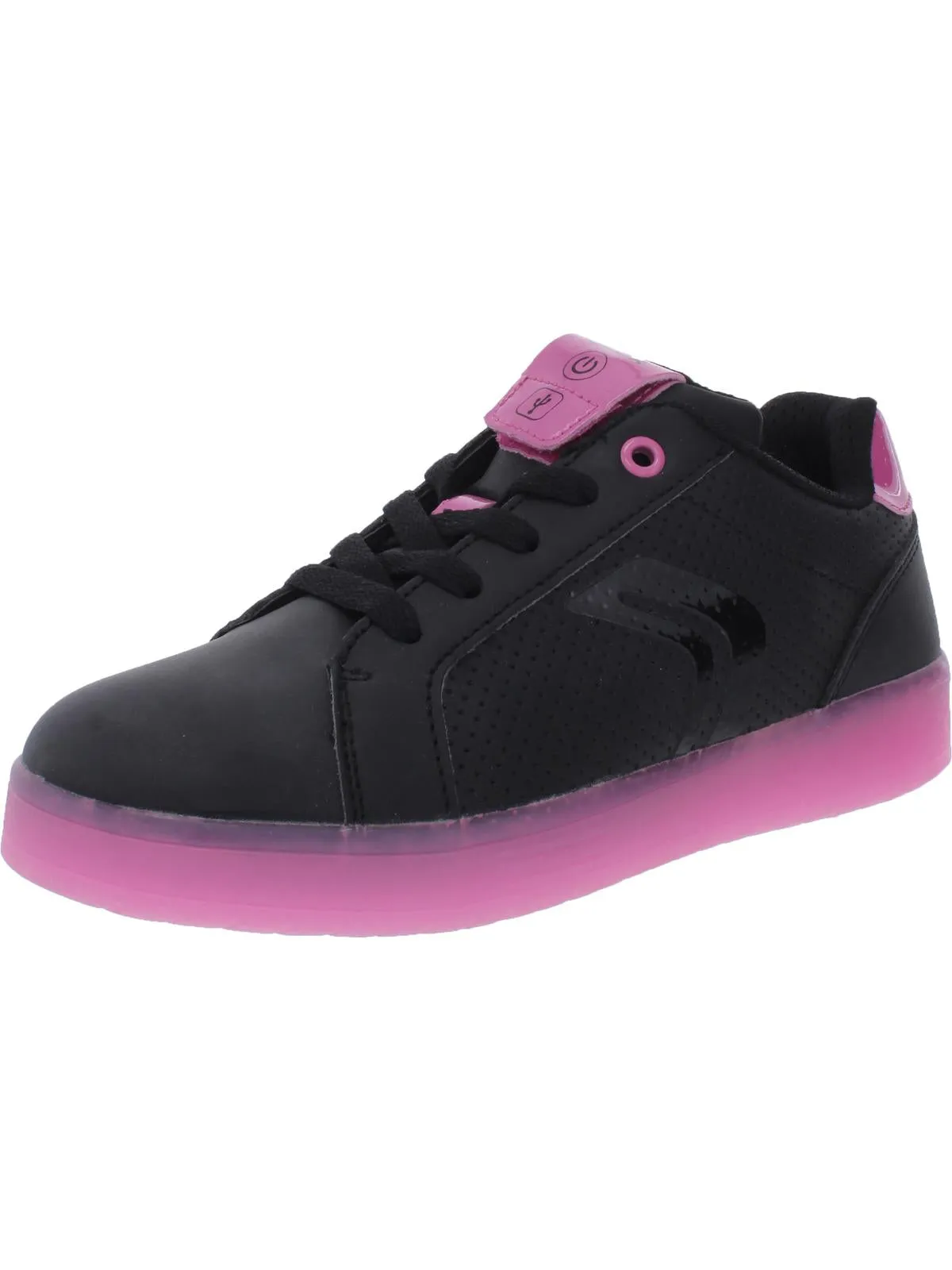 Kommodor Girls Faux Leather Low Top Light-Up Shoes