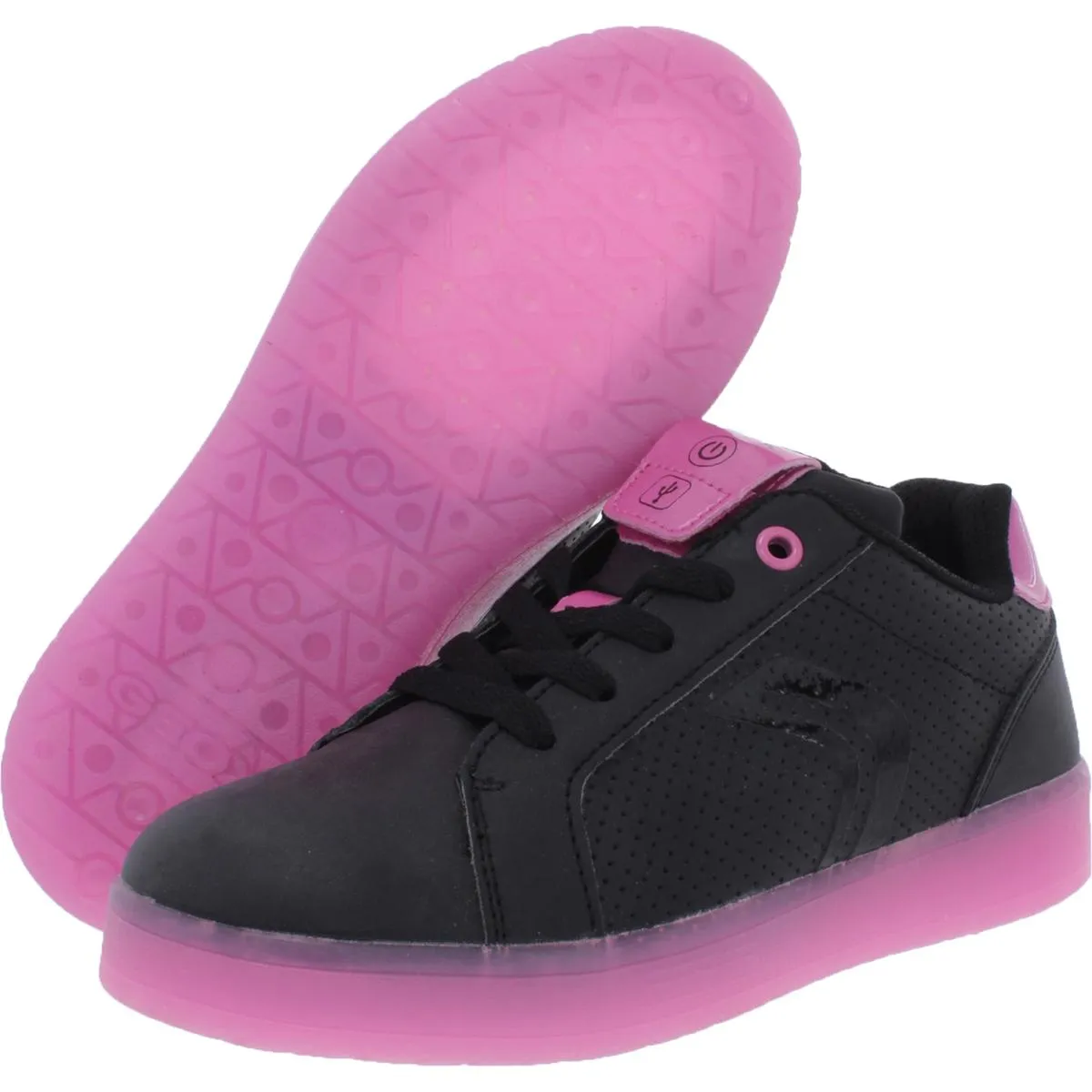 Kommodor Girls Faux Leather Low Top Light-Up Shoes