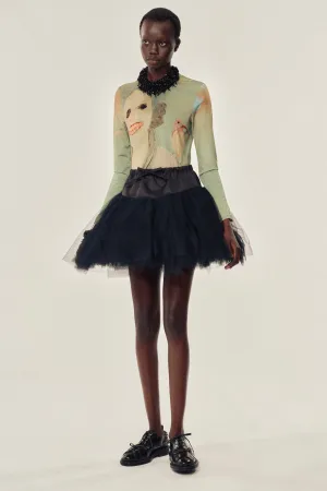 Lady With A Bird Mesh Top