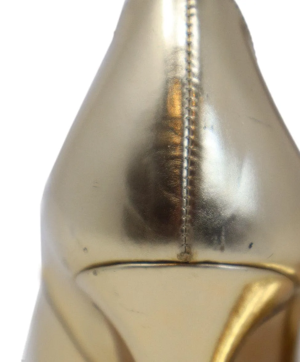 L.K. Bennett Gold Leather Heels sz 6