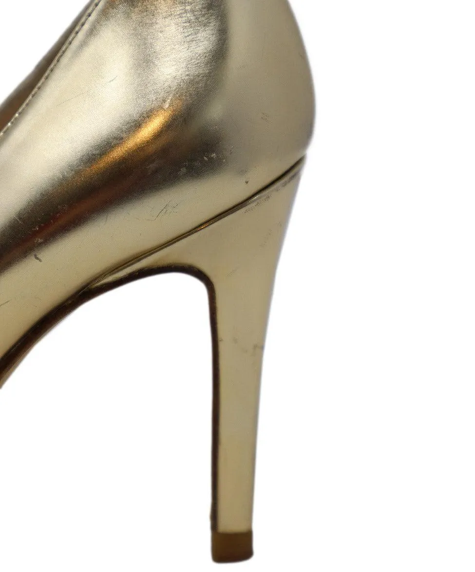 L.K. Bennett Gold Leather Heels sz 6