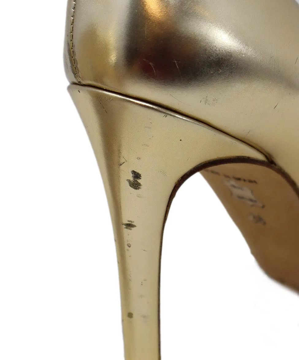 L.K. Bennett Gold Leather Heels sz 6