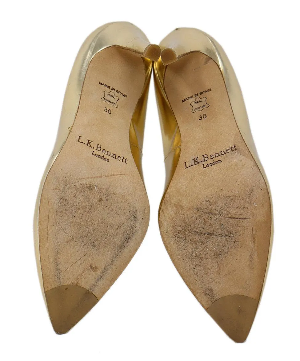 L.K. Bennett Gold Leather Heels sz 6