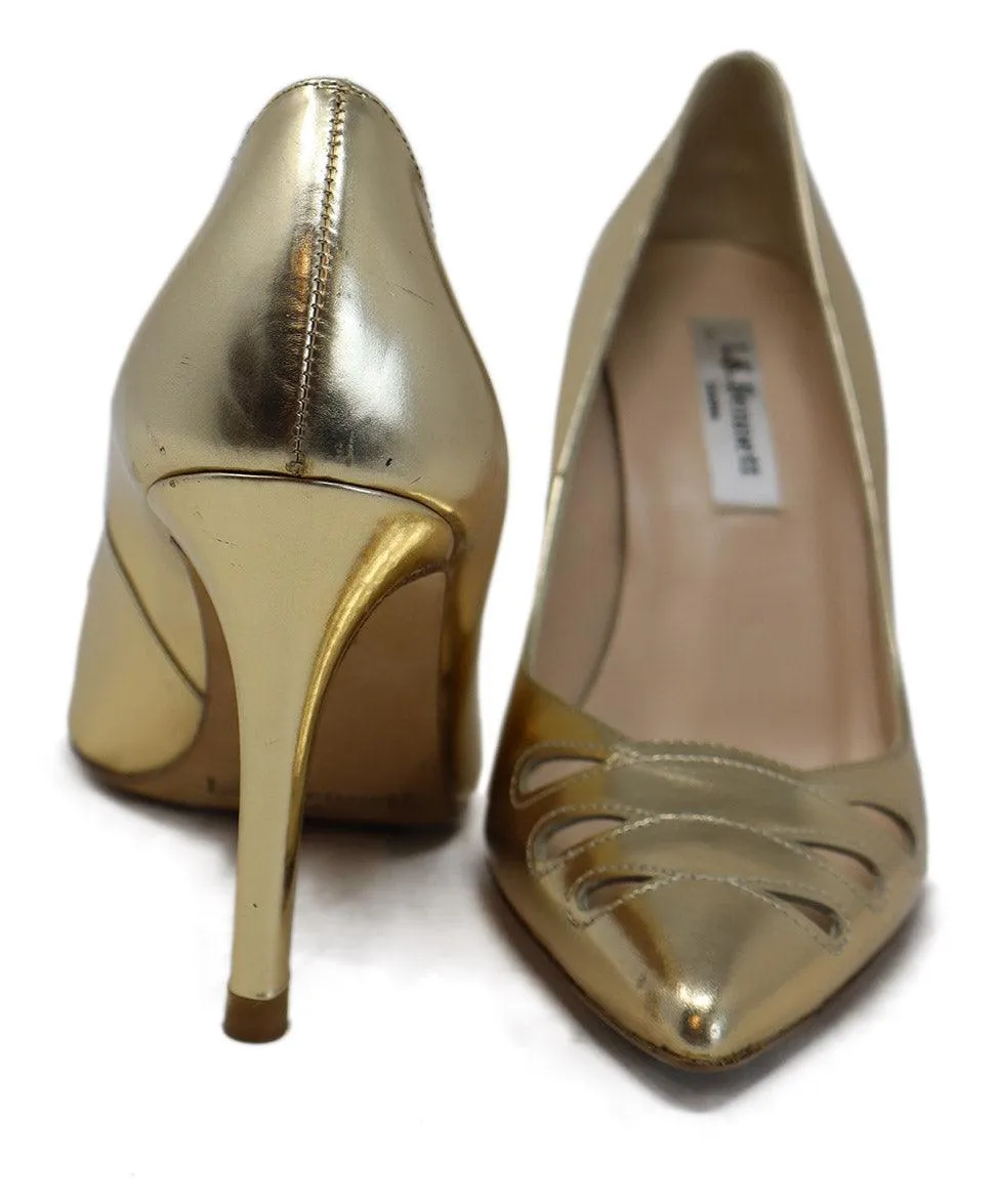 L.K. Bennett Gold Leather Heels sz 6