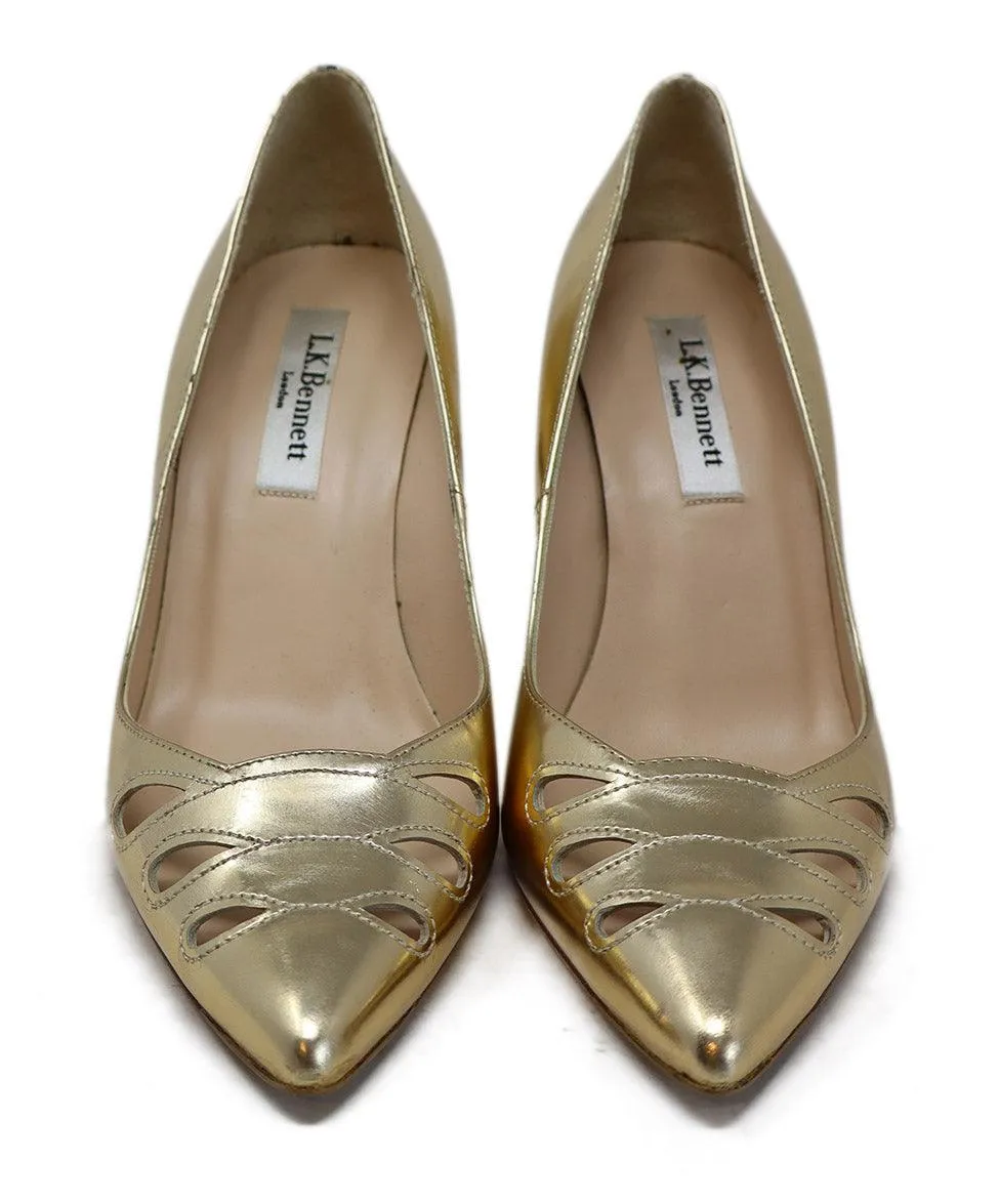 L.K. Bennett Gold Leather Heels sz 6