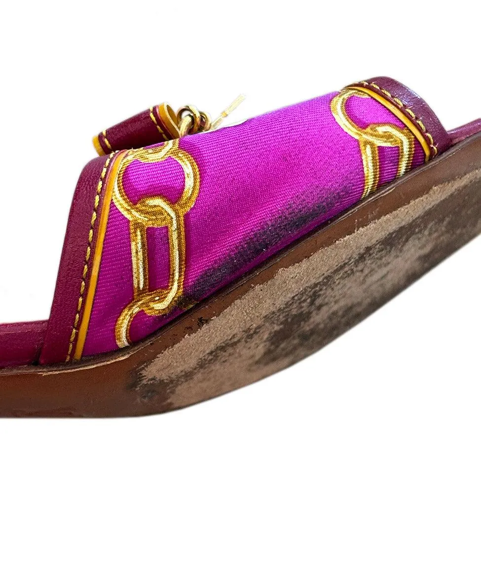 Louis Vuitton Magenta & Gold Print Sandals sz 11