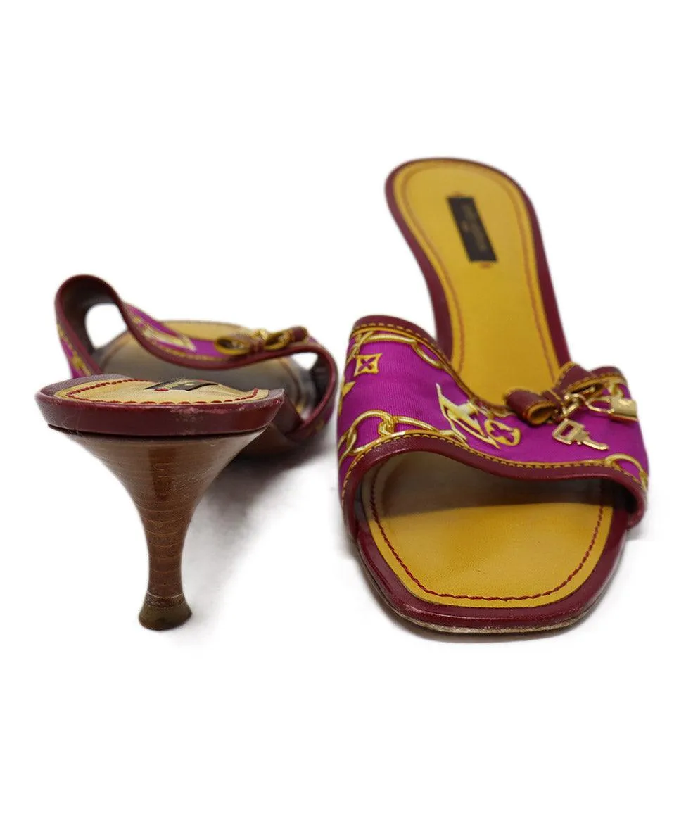 Louis Vuitton Magenta & Gold Print Sandals sz 11