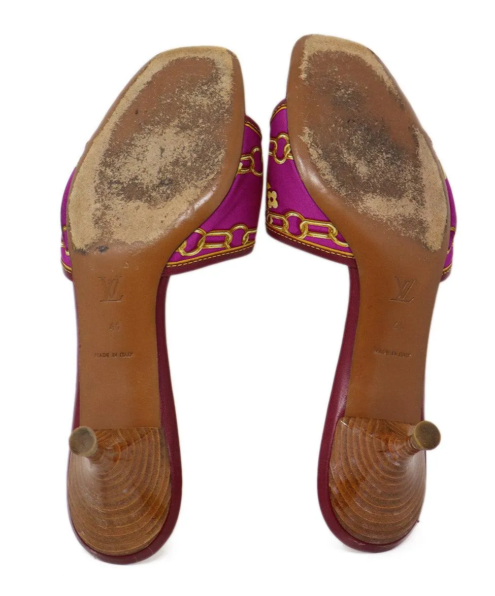 Louis Vuitton Magenta & Gold Print Sandals sz 11