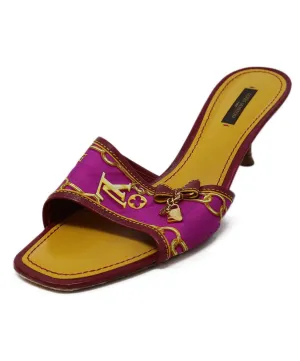 Louis Vuitton Magenta & Gold Print Sandals sz 11