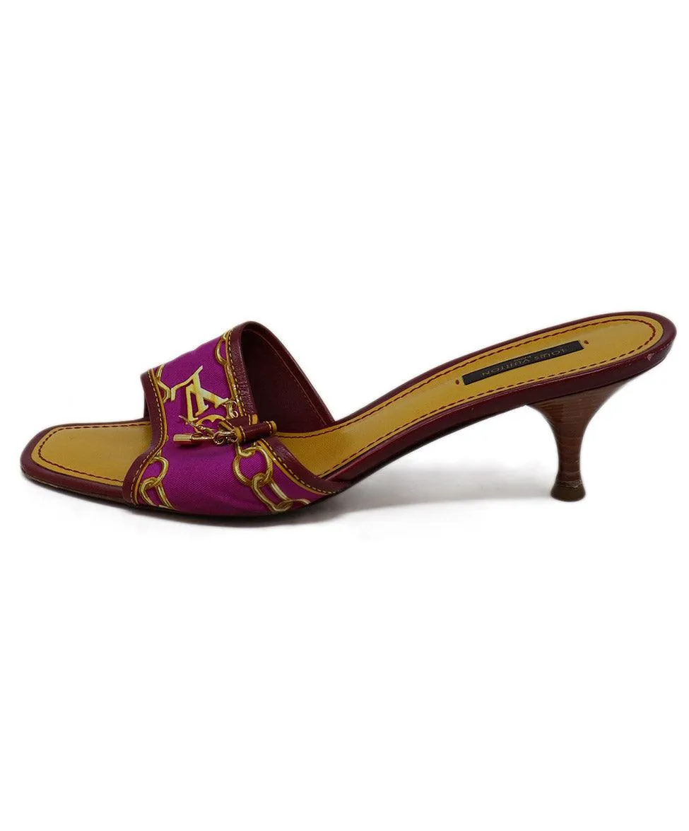 Louis Vuitton Magenta & Gold Print Sandals sz 11
