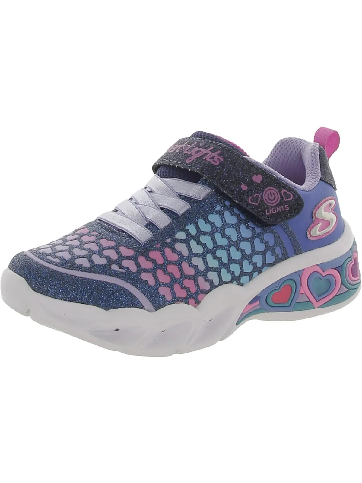 Lovely Colors Girls Glitter Slip On Light-Up Shoes