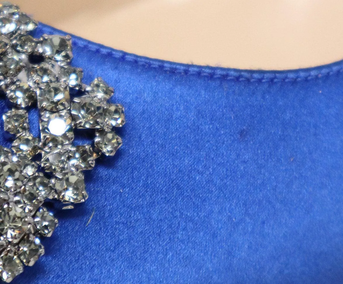 Manolo Blahnik Blue Satin Rhinestone Heels sz 9