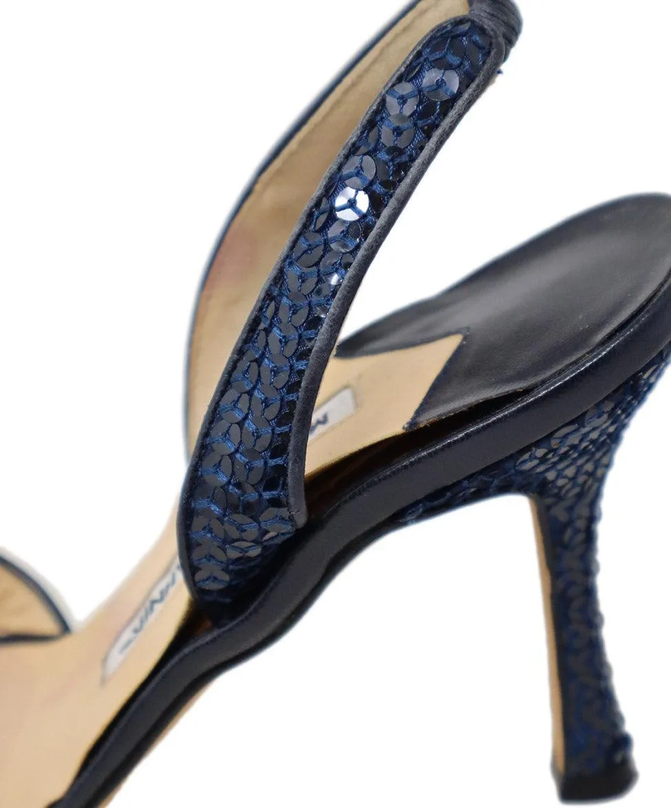 Manolo Blahnik Navy Sequins Heels sz 6