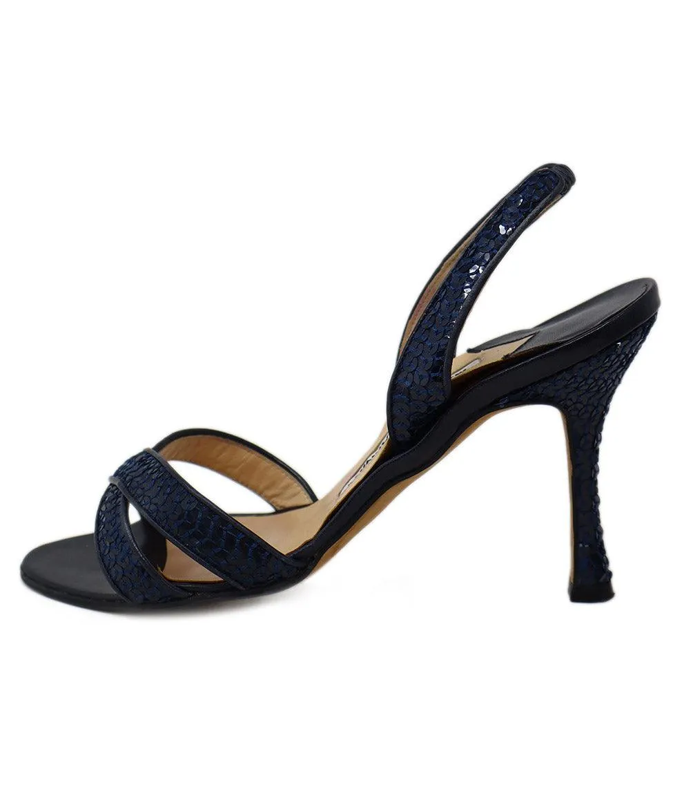 Manolo Blahnik Navy Sequins Heels sz 6