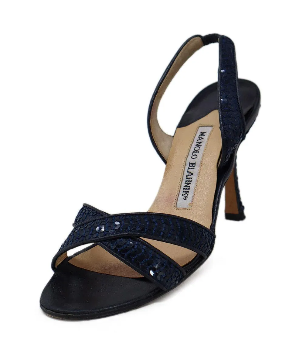 Manolo Blahnik Navy Sequins Heels sz 6