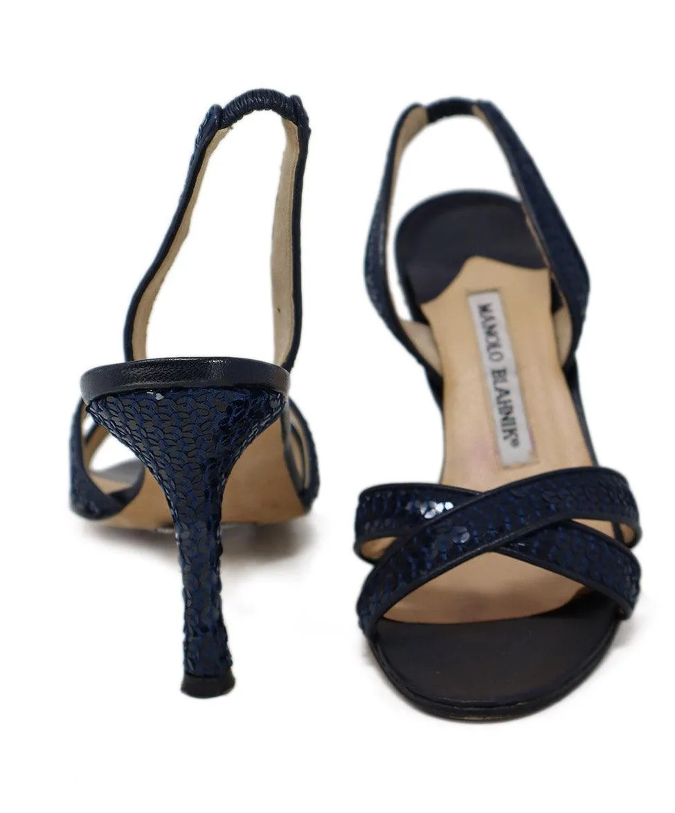Manolo Blahnik Navy Sequins Heels sz 6