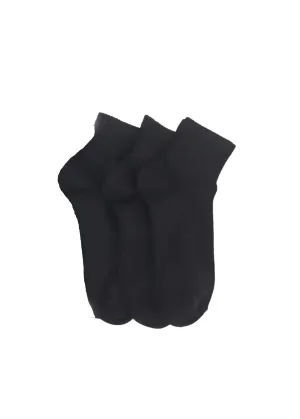 Men's 3 Pairs Plain Long Thin Socks,Black