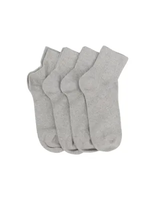 Men's 4 Pair Plain Solid Long Thin Socks,Light Grey