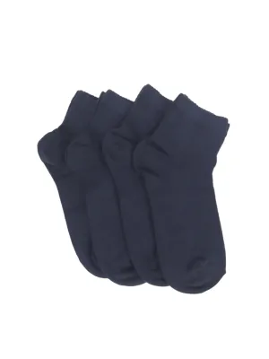 Men's 4 Pair Plain Solid Long Thin Socks,Navy