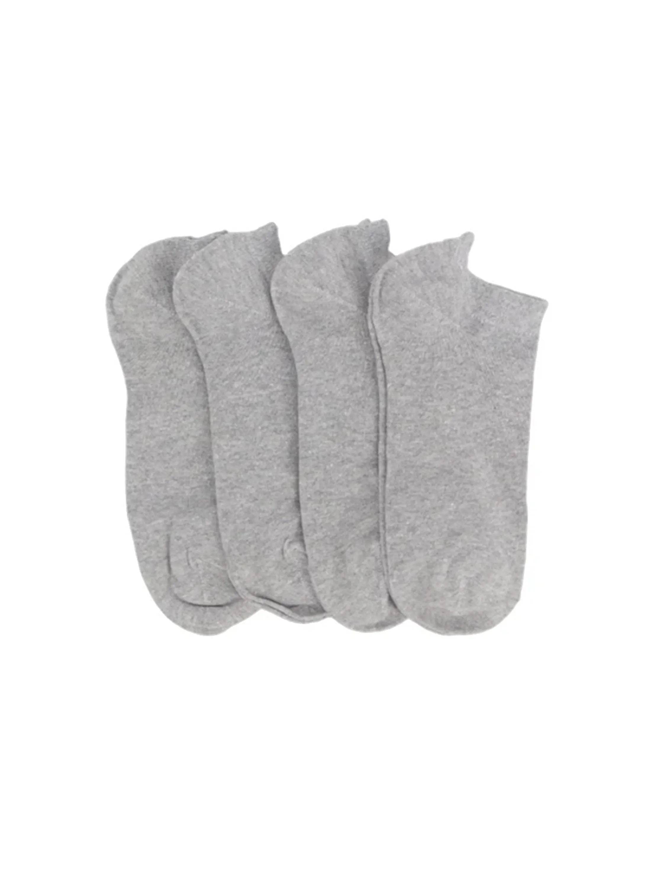 Men's 4 Pair Plain Solid Thin Socks,Light Grey