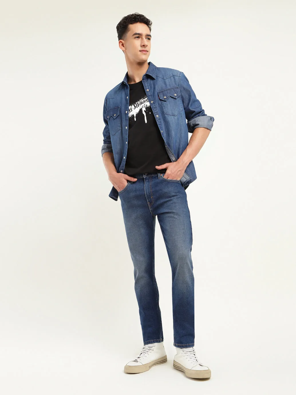 Men's 512 Blue Slim Tapered Fit Mid Rise Jeans LEVI'S