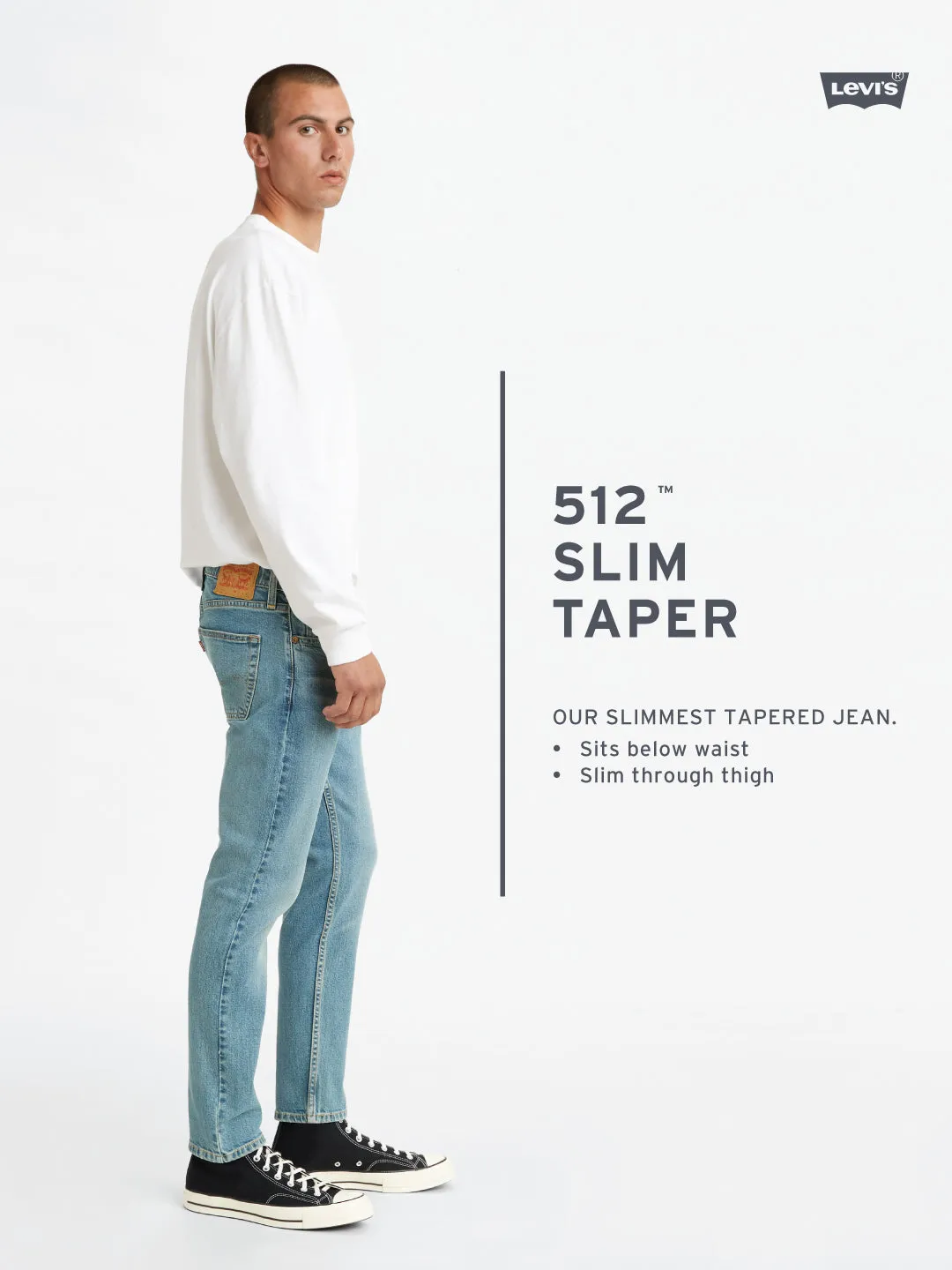 Men's 512 Grey Slim Tapered Fit Mid Rise Jeans LEVI'S