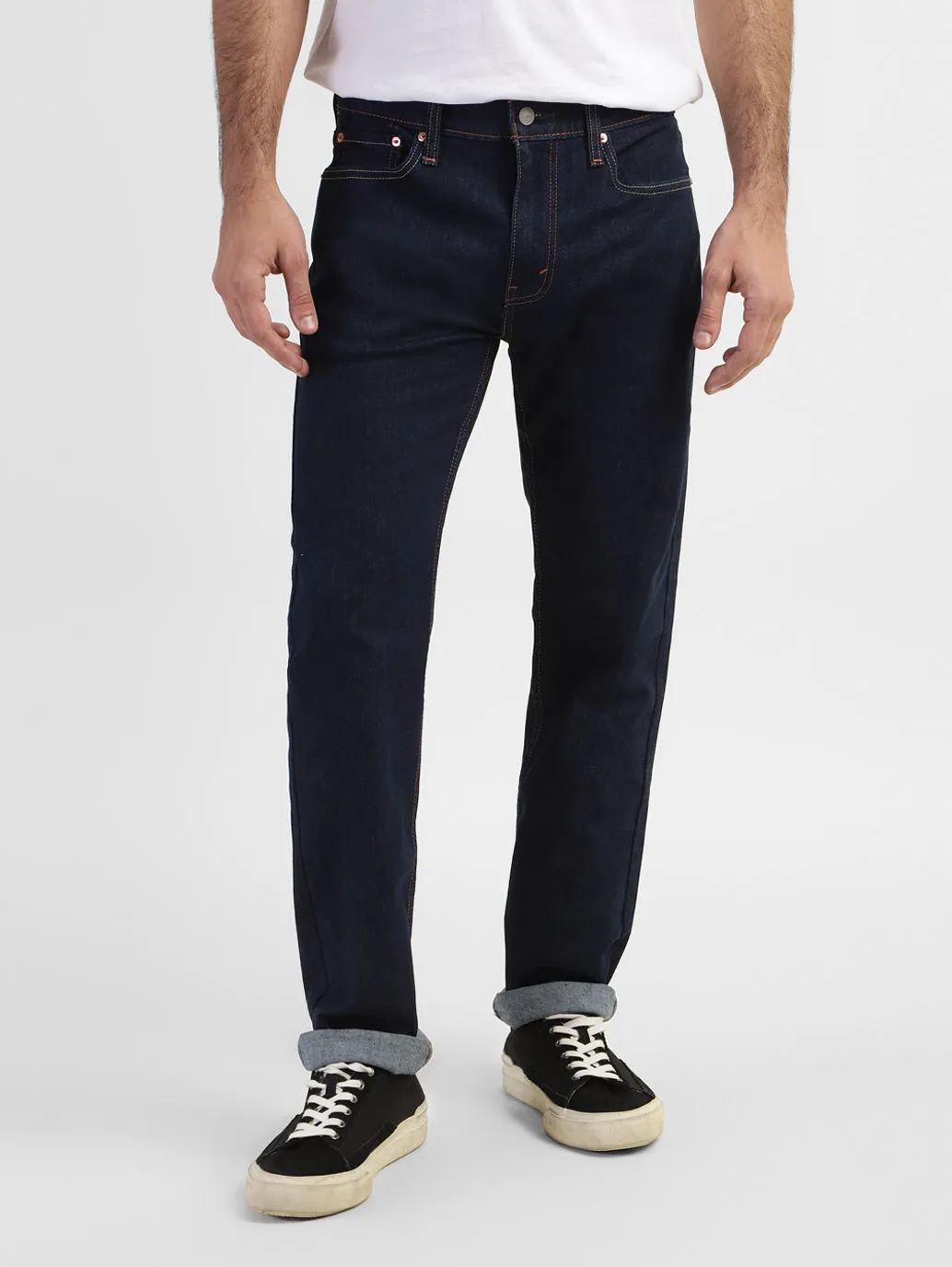 Men's 513 Blue Slim Straight Fit Mid Rise Jeans LEVI'S