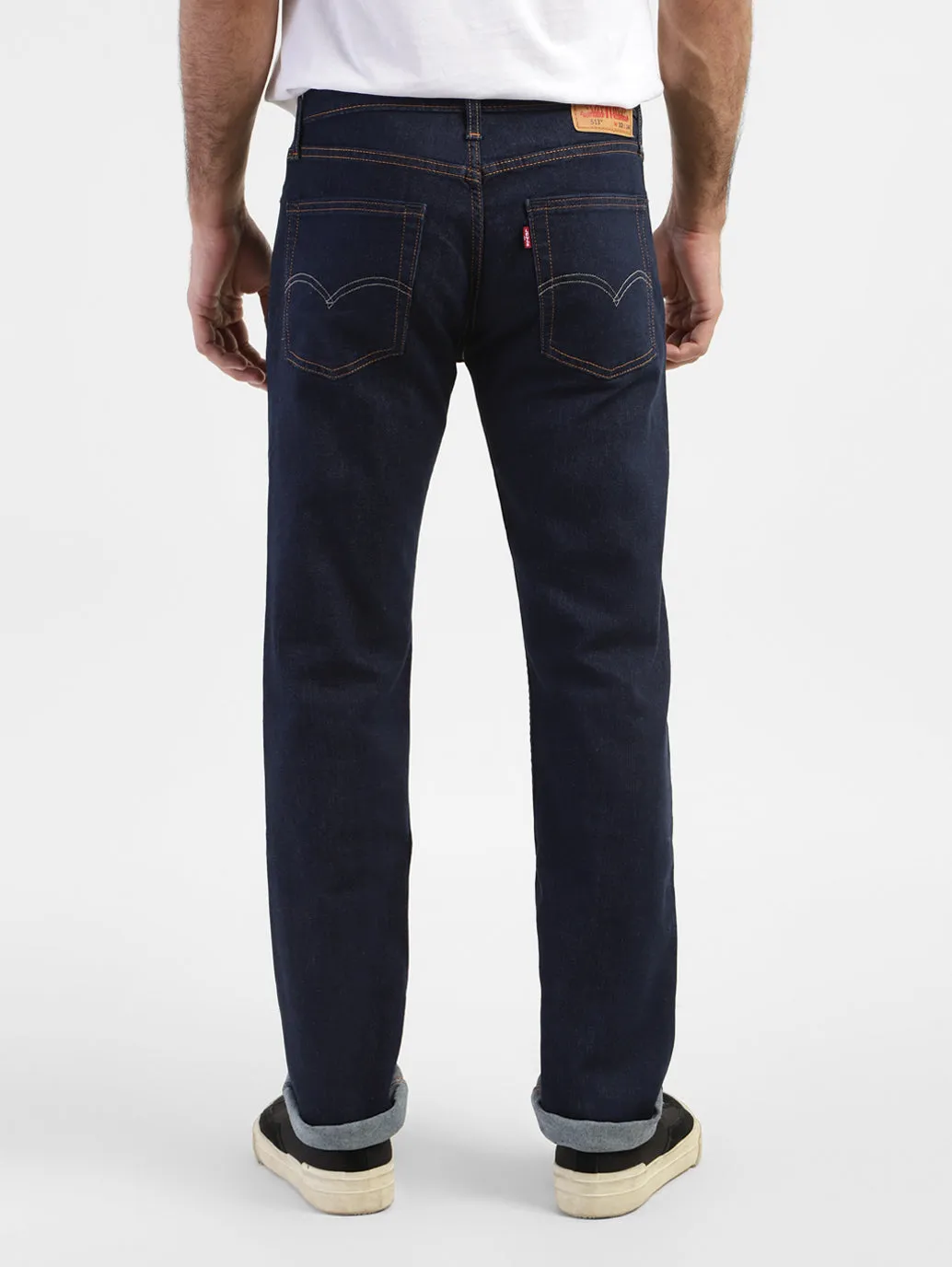 Men's 513 Blue Slim Straight Fit Mid Rise Jeans LEVI'S
