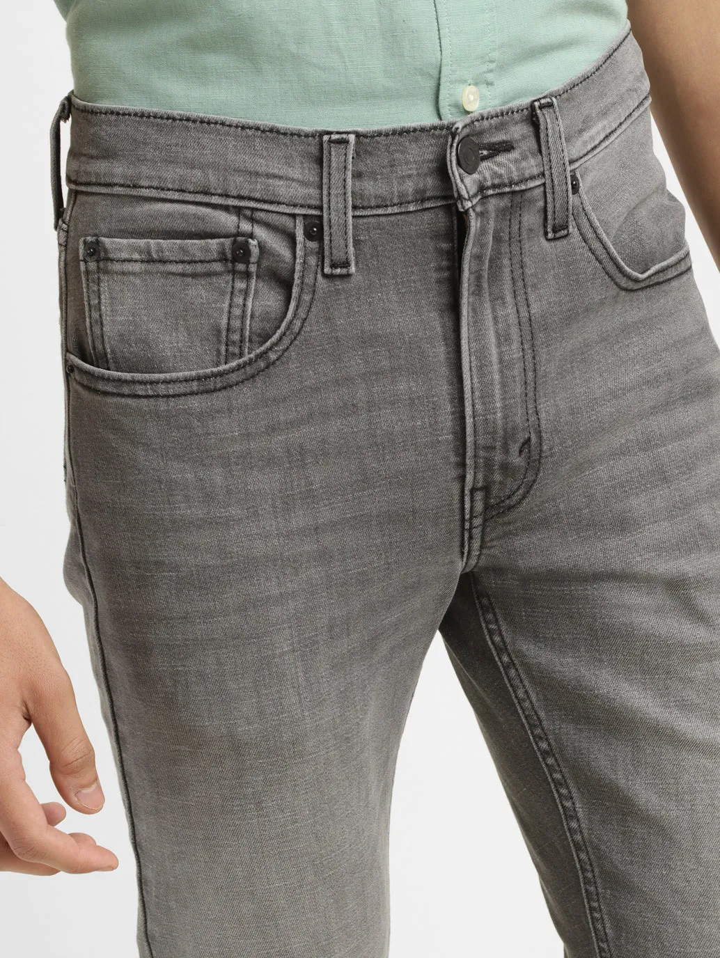 Men's 655'04 Grey Skinny Fit Mid Rise Jeans LEVI'S