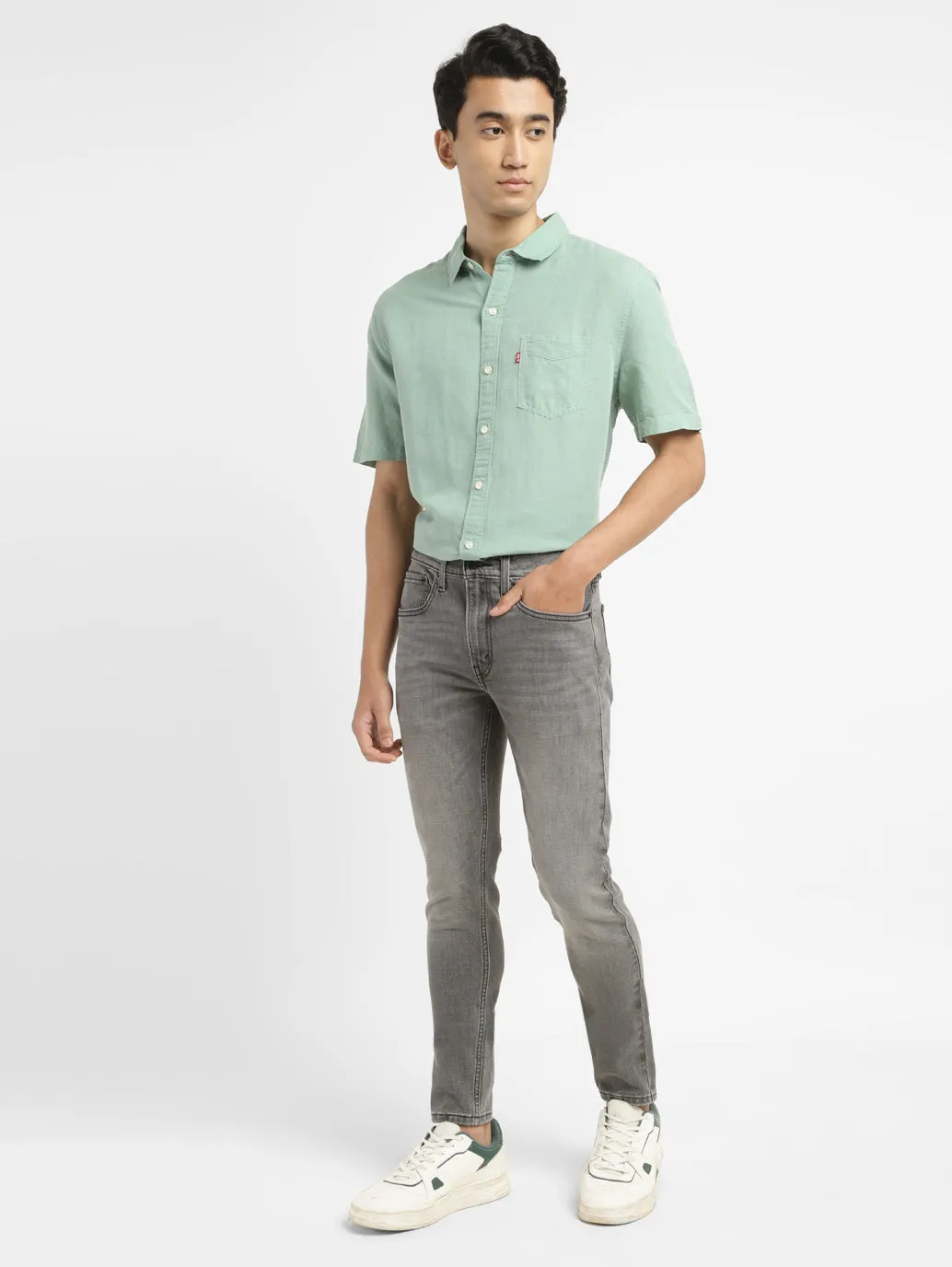 Men's 655'04 Grey Skinny Fit Mid Rise Jeans LEVI'S