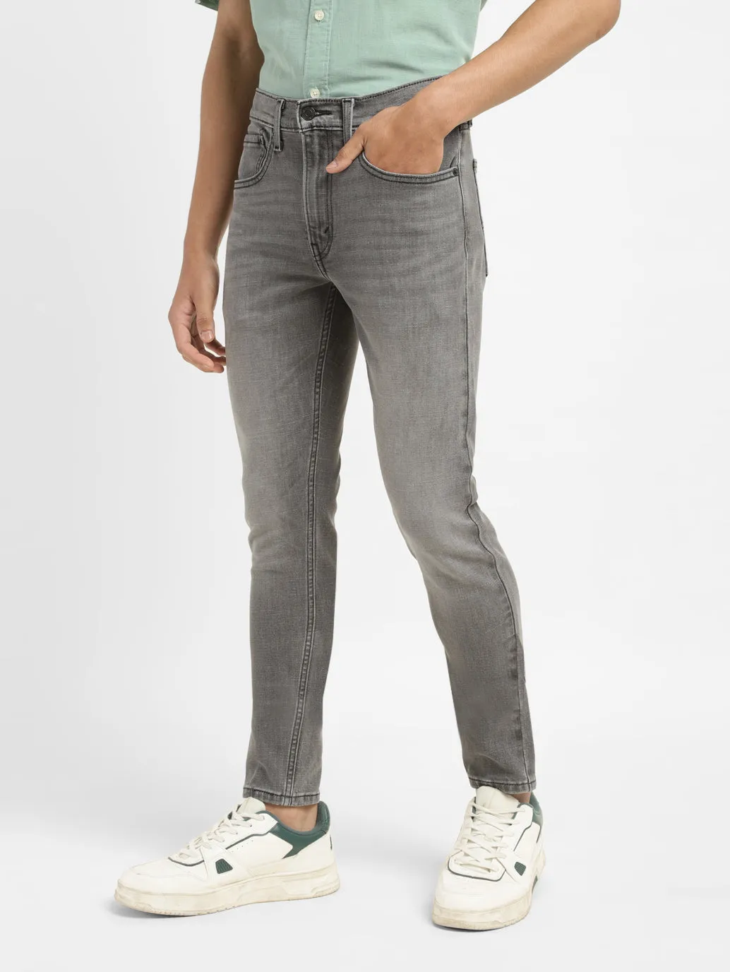 Men's 655'04 Grey Skinny Fit Mid Rise Jeans LEVI'S