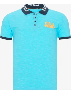 Men's Brand Logo Embroidered Polo Shirt,Blue