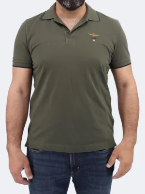 Men's Brand Logo Embroidered Polo T-Shirt,Olive