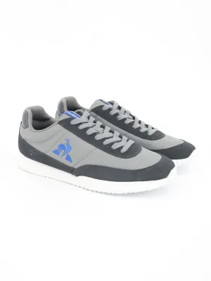 Men's Brand Logo Embroidered Sneakers,Grey/Navy