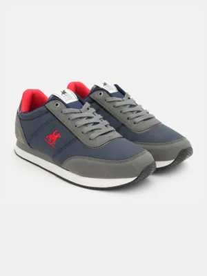 Men's Brand Logo Embroidered Sneakers,Navy/Grey