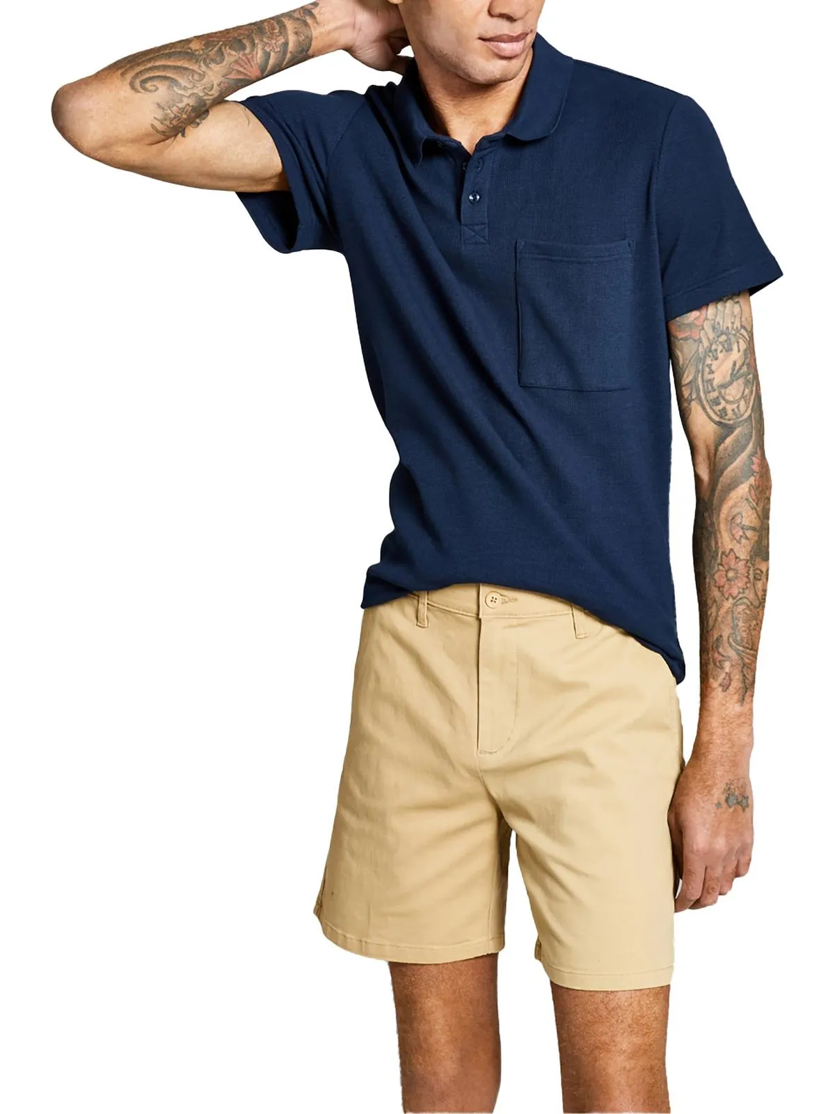 Mens Chino Mid-Rise Khaki Shorts