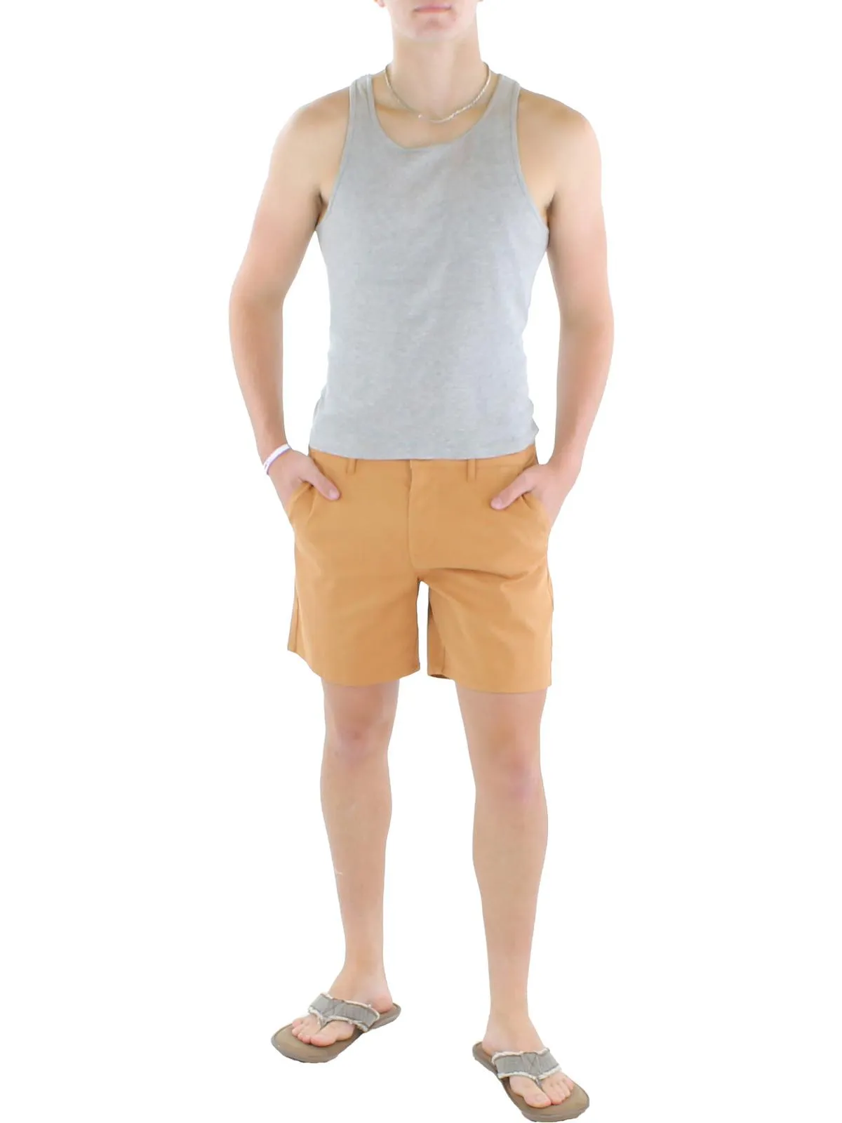 Mens Chino Mid-Rise Khaki Shorts