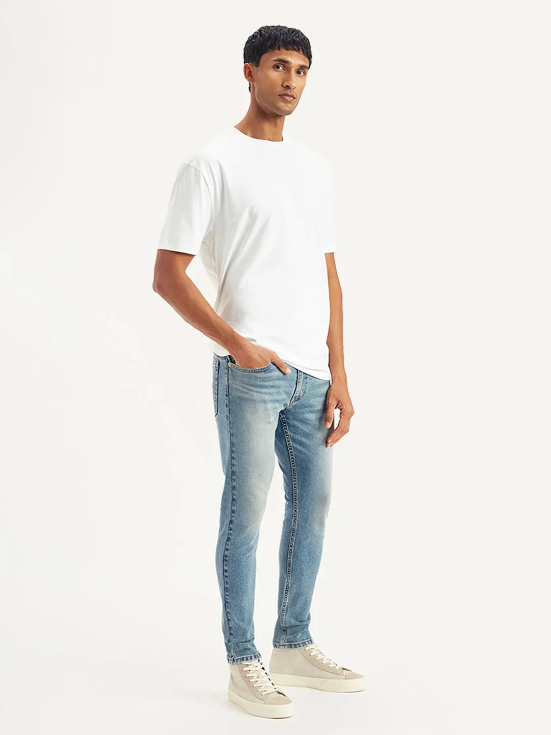 Men's Light Blue Skinny Fit Mid Rise Jeans LEVI'S