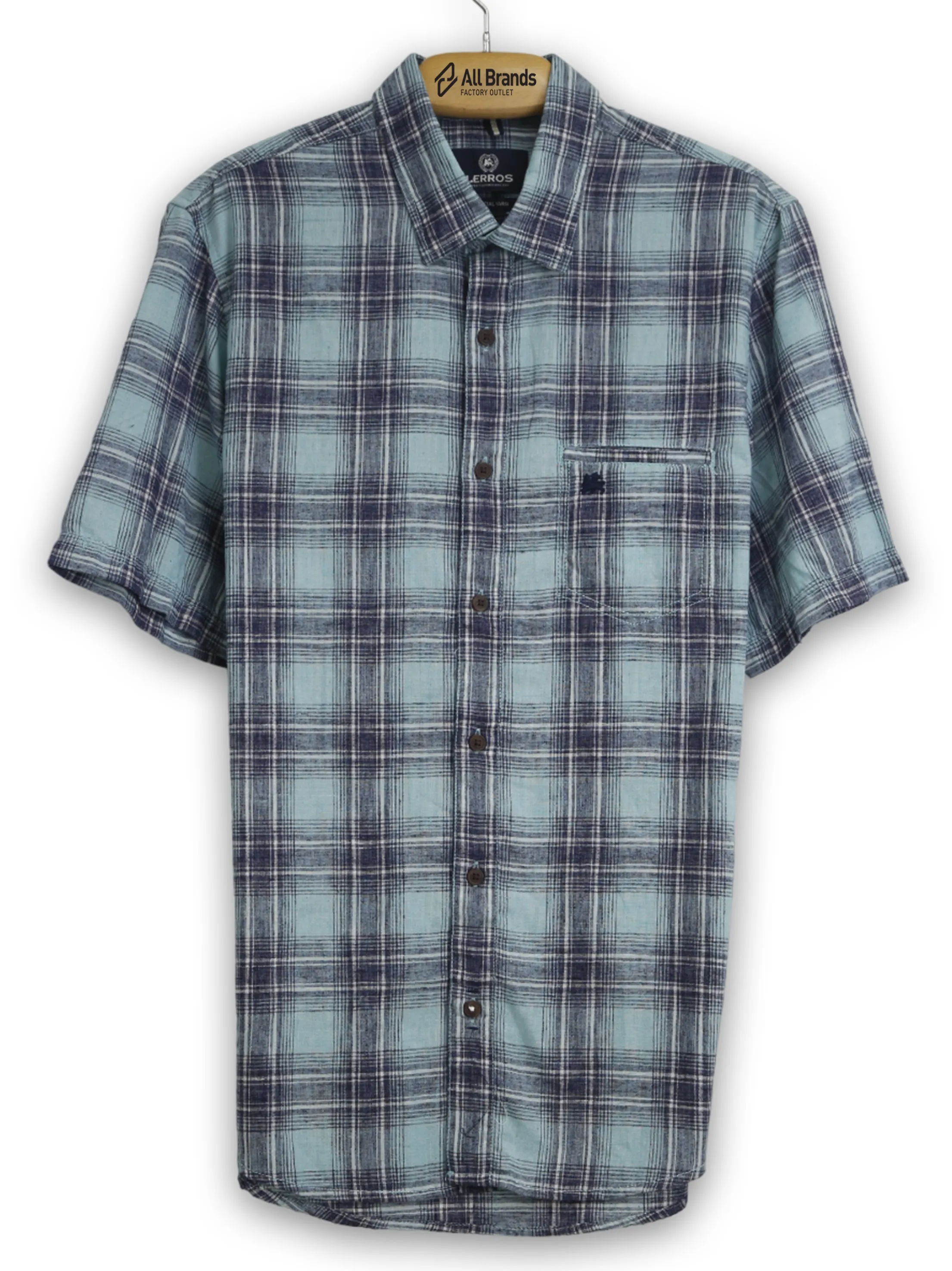 Men's Plaid Chemise,Light Blue