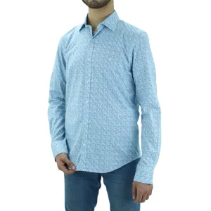 Men's Printed Stretchy Casual Shirt,Blue