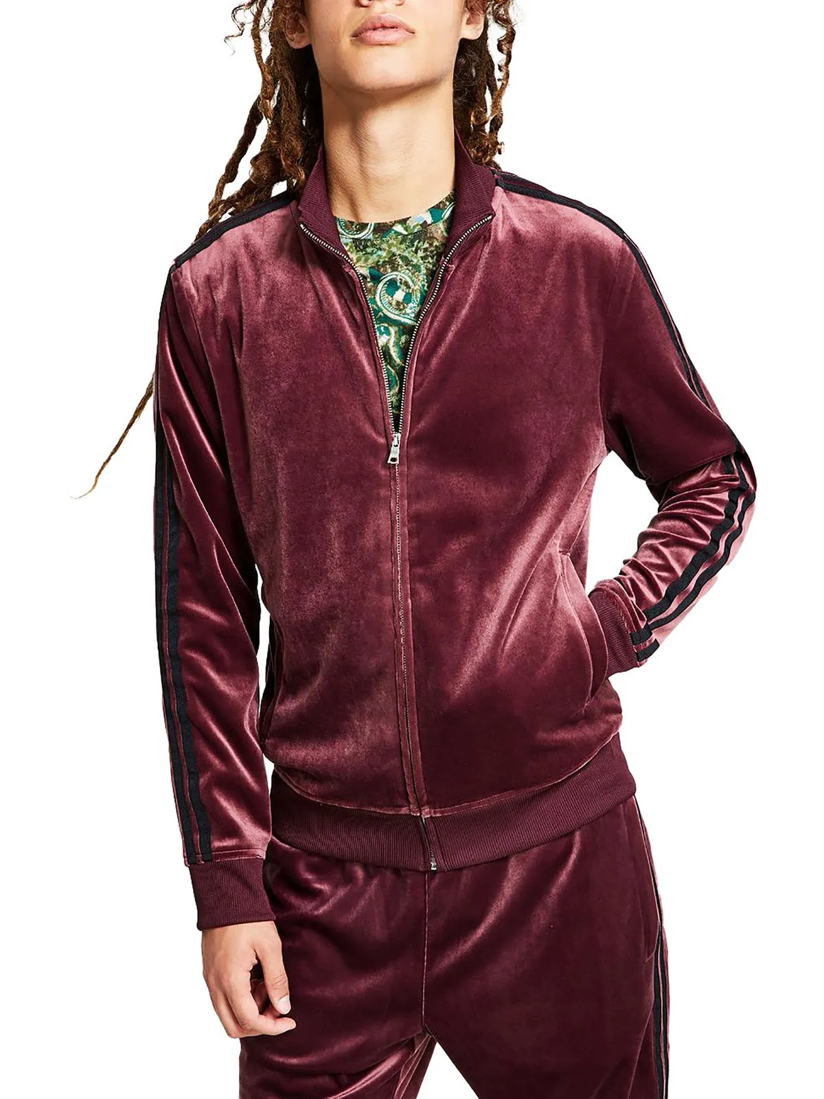 Mens Velour Sweatshirt Track Jacket