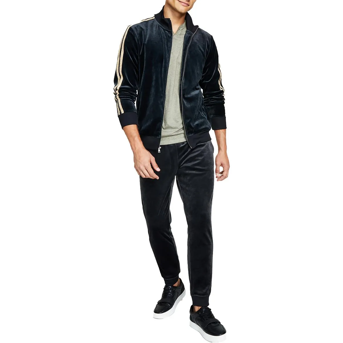 Mens Velour Sweatshirt Track Jacket
