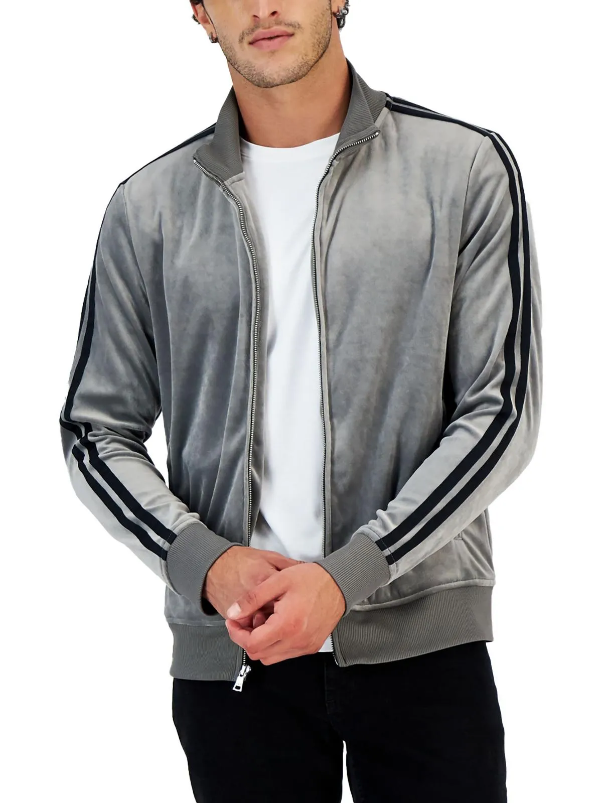 Mens Velour Sweatshirt Track Jacket