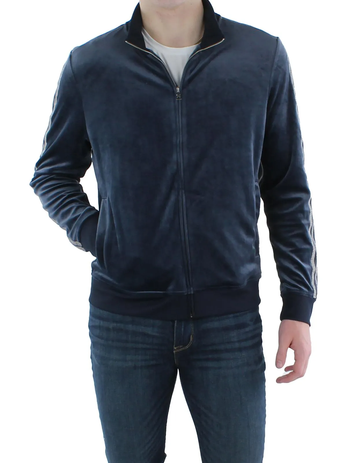 Mens Velour Sweatshirt Track Jacket