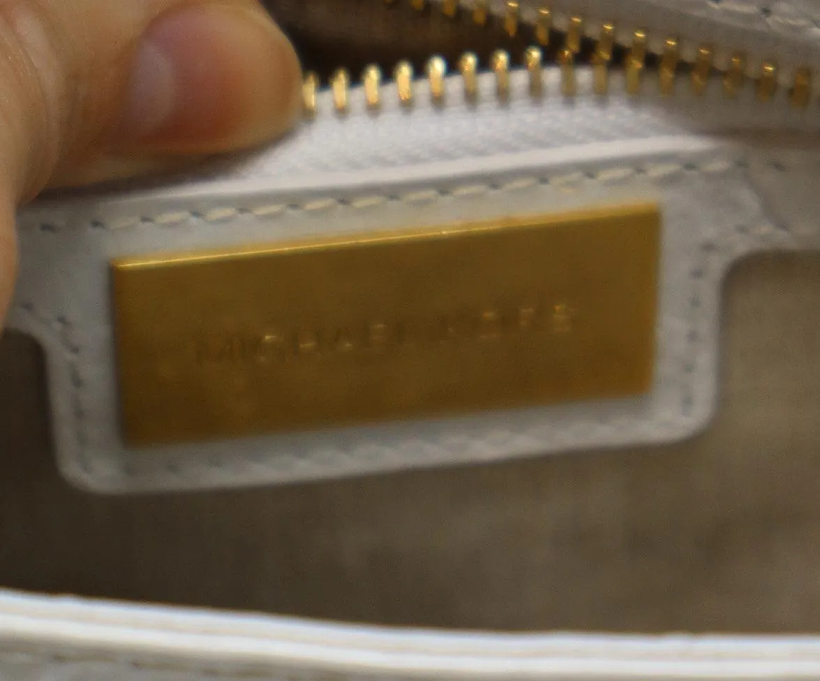 Michael Kors White Pressed Leather Shoulder Bag