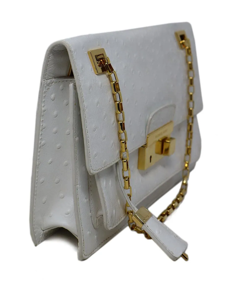 Michael Kors White Pressed Leather Shoulder Bag