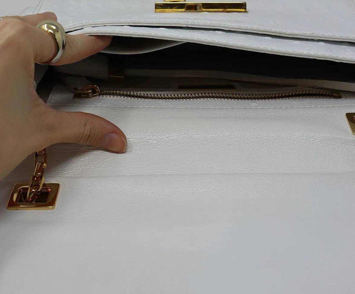Michael Kors White Pressed Leather Shoulder Bag